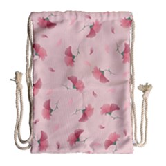 Flowers Pattern Pink Background Drawstring Bag (large)