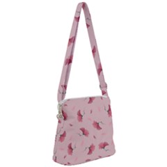 Flowers Pattern Pink Background Zipper Messenger Bag