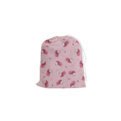Flowers Pattern Pink Background Drawstring Pouch (XS)