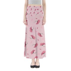 Flowers Pattern Pink Background Full Length Maxi Skirt