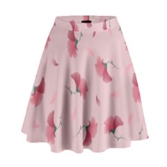 Flowers Pattern Pink Background High Waist Skirt