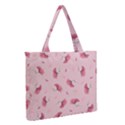 Flowers Pattern Pink Background Zipper Medium Tote Bag View2