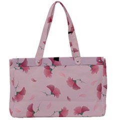 Flowers Pattern Pink Background Canvas Work Bag