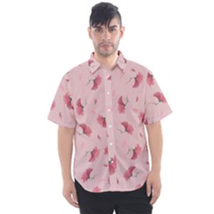 Flowers Pattern Pink Background Men s Short Sleeve Shirt