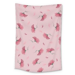 Flowers Pattern Pink Background Large Tapestry