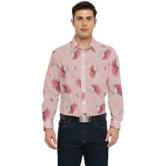 Flowers Pattern Pink Background Men s Long Sleeve  Shirt