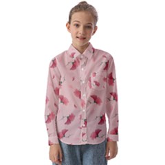 Flowers Pattern Pink Background Kids  Long Sleeve Shirt