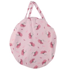 Flowers Pattern Pink Background Giant Round Zipper Tote