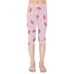 Flowers Pattern Pink Background Kids  Capri Leggings 