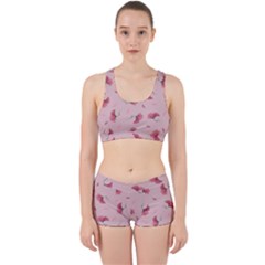 Flowers Pattern Pink Background Work It Out Gym Set