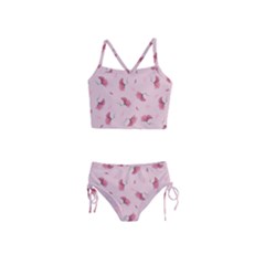 Flowers Pattern Pink Background Girls  Tankini Swimsuit