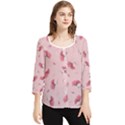 Flowers Pattern Pink Background Chiffon Quarter Sleeve Blouse View1