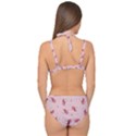 Flowers Pattern Pink Background Double Strap Halter Bikini Set View2