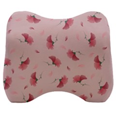 Flowers Pattern Pink Background Velour Head Support Cushion