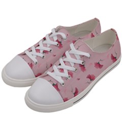 Flowers Pattern Pink Background Women s Low Top Canvas Sneakers