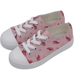 Flowers Pattern Pink Background Kids  Low Top Canvas Sneakers