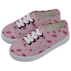 Flowers Pattern Pink Background Kids  Classic Low Top Sneakers