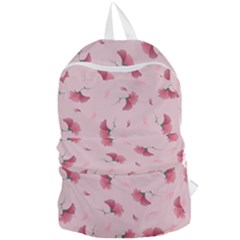 Flowers Pattern Pink Background Foldable Lightweight Backpack