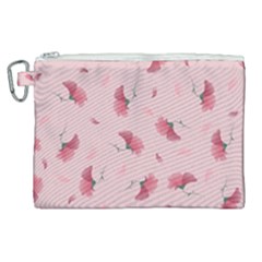 Flowers Pattern Pink Background Canvas Cosmetic Bag (XL)