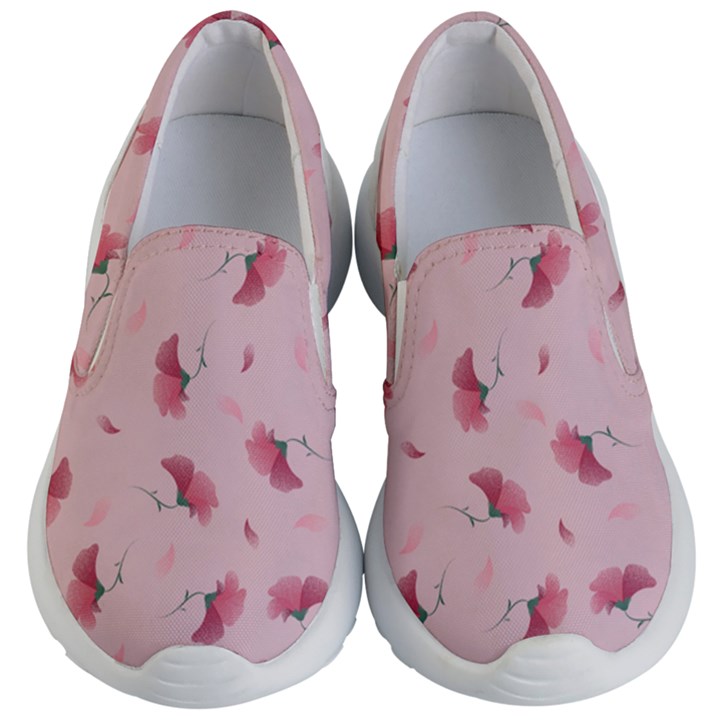 Flowers Pattern Pink Background Kids Lightweight Slip Ons