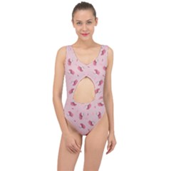 Flowers Pattern Pink Background Center Cut Out Swimsuit