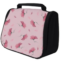 Flowers Pattern Pink Background Full Print Travel Pouch (Big)