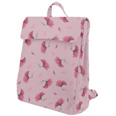 Flowers Pattern Pink Background Flap Top Backpack