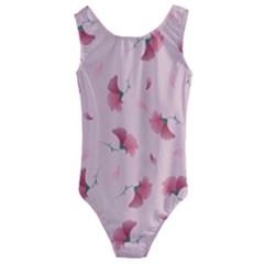 Flowers Pattern Pink Background Kids  Cut-Out Back One Piece Swimsuit