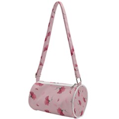 Flowers Pattern Pink Background Mini Cylinder Bag