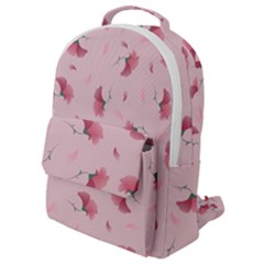 Flowers Pattern Pink Background Flap Pocket Backpack (Small)