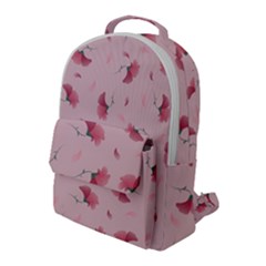 Flowers Pattern Pink Background Flap Pocket Backpack (large)