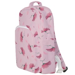 Flowers Pattern Pink Background Double Compartment Backpack