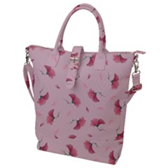 Flowers Pattern Pink Background Buckle Top Tote Bag