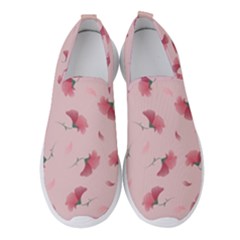 Flowers Pattern Pink Background Women s Slip On Sneakers