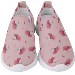 Flowers Pattern Pink Background Kids  Slip On Sneakers