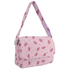 Flowers Pattern Pink Background Courier Bag by Wegoenart