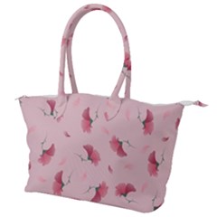 Flowers Pattern Pink Background Canvas Shoulder Bag