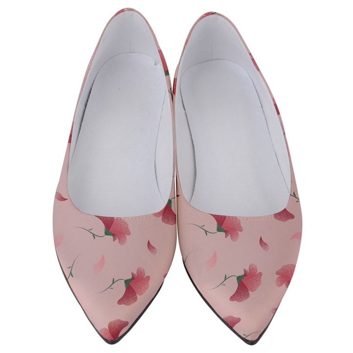 Flowers Pattern Pink Background Women s Low Heels