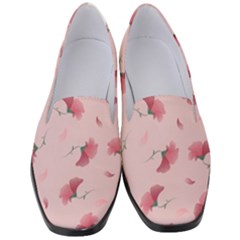 Flowers Pattern Pink Background Women s Classic Loafer Heels
