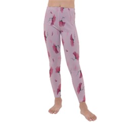 Flowers Pattern Pink Background Kids  Lightweight Velour Leggings