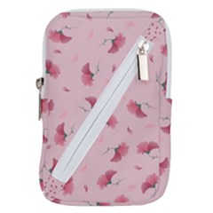 Flowers Pattern Pink Background Belt Pouch Bag (Small)