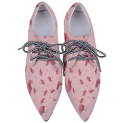 Flowers Pattern Pink Background Pointed Oxford Shoes