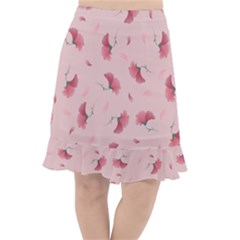 Flowers Pattern Pink Background Fishtail Chiffon Skirt