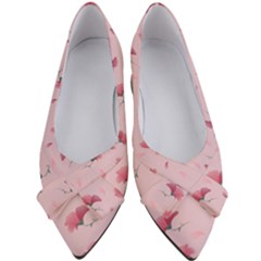 Flowers Pattern Pink Background Women s Bow Heels