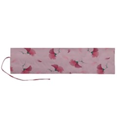 Flowers Pattern Pink Background Roll Up Canvas Pencil Holder (l)