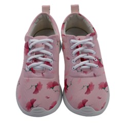 Flowers Pattern Pink Background Women Athletic Shoes