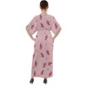 Flowers Pattern Pink Background V-Neck Boho Style Maxi Dress View2