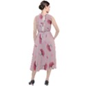 Flowers Pattern Pink Background Round Neck Boho Dress View2