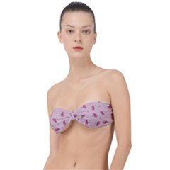 Flowers Pattern Pink Background Classic Bandeau Bikini Top 