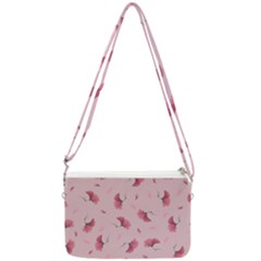 Flowers Pattern Pink Background Double Gusset Crossbody Bag